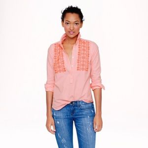 J.crew womens neon embroidered popover shirt